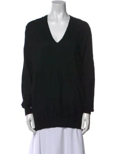 Pre-owned Eric Bompard Cashmere V-neck Sweater In Black