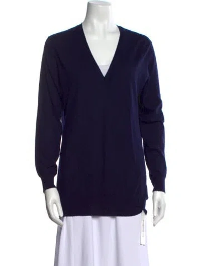 Pre-owned Eric Bompard Cashmere V-neck Sweater In Blue