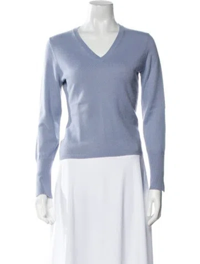 Pre-owned Eric Bompard Cashmere V-neck Sweater In Blue