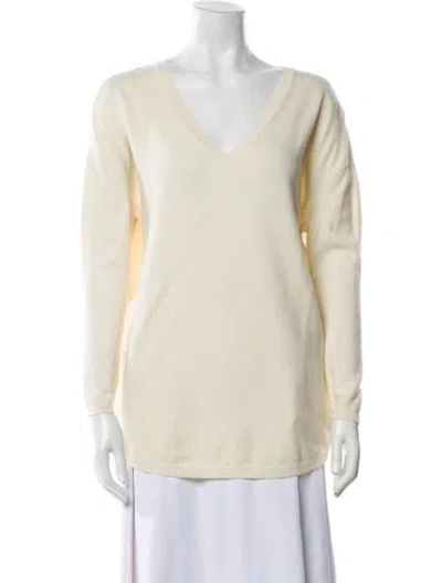 Pre-owned Eric Bompard Cashmere V-neck Sweater In Neutral