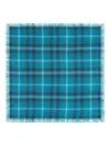 Eric Bompard Checked Fringed Scarf In Blue