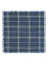Eric Bompard Checked Fringed Scarf In Blue
