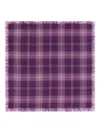 Eric Bompard Checked Fringed Scarf In Purple