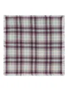 Eric Bompard Checked Fringed Scarf In Purple