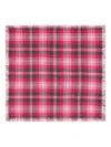 Eric Bompard Checked Fringed Scarf In Red