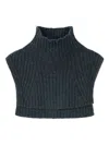 Eric Bompard Cropped Ribbed Bib In Green