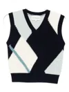 Eric Bompard Diamond-pattern Sleeveless Sweater In Black