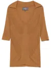 Eric Bompard Fine-ribbed T-shirt In Brown
