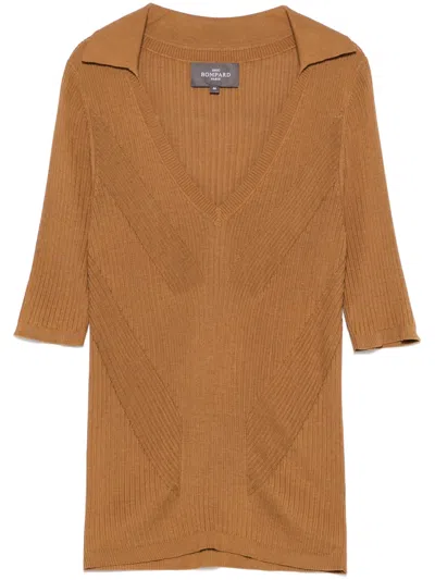 Eric Bompard Fine-ribbed T-shirt In Brown