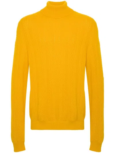 Eric Bompard Herringbone Roll-neck Sweater In Orange