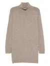 Eric Bompard High-neck Cashmere Mini Dress In Neutral