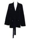 Eric Bompard Jacquard Belted Jacket In Blue