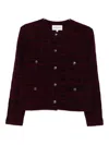 Eric Bompard Jacquard Tweed Jacket In Purple