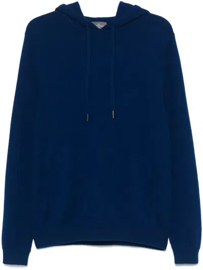 Eric Bompard Knitted Hoodie In Blue
