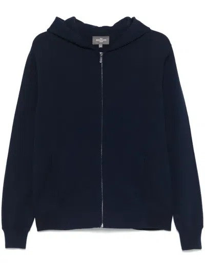 Eric Bompard Knitted Hoodie In Blue