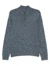 Eric Bompard Marl Zip-fastening Sweater In Blue