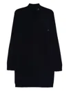 Eric Bompard Mock-neck Buttoned Mini Dress In Black