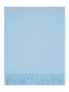 Eric Bompard Monogram Fringed Scarf In Blue