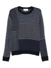 Eric Bompard Patchwork Round-neck Sweater In Blue