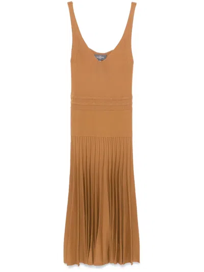 Eric Bompard Pleated Tank Dress In Brown