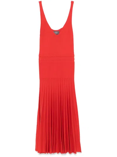 Eric Bompard Pleated Tank Dress In Red