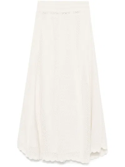 Eric Bompard Pointelle-knit Midi Skirt In Neutrals