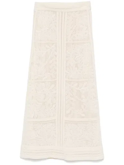 Eric Bompard Pointelle-knit Midi Skirt In Neutrals