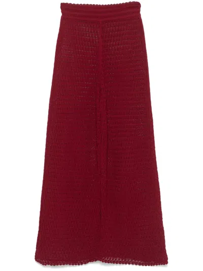 Eric Bompard Pointelle-knit Trousers In Red