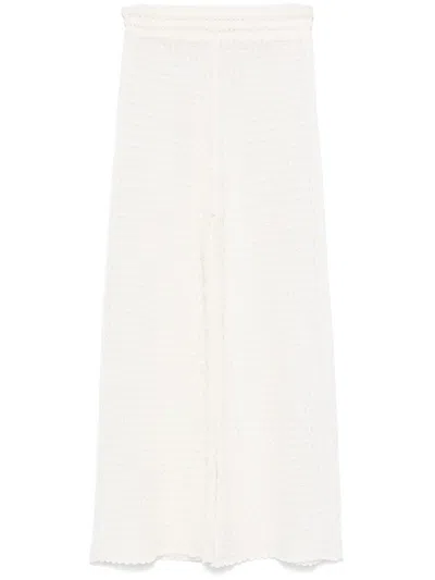 Eric Bompard Pointelle-knit Trousers In White