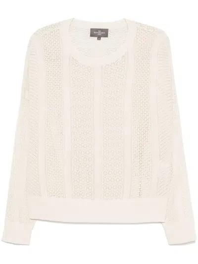 Eric Bompard Pointelle Round-neck Sweater In Neutrals
