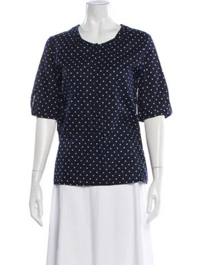 Pre-owned Bompard Polka Dot Print Crew Neck Top In Brown