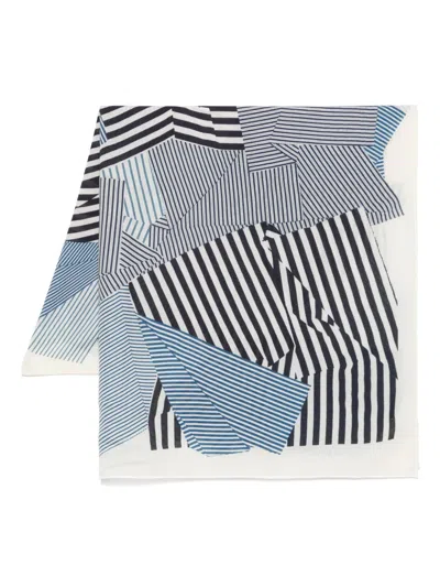 Eric Bompard Printed Scarf In Blue