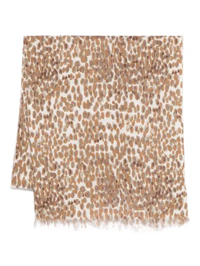 Eric Bompard Printed Scarf In Brown