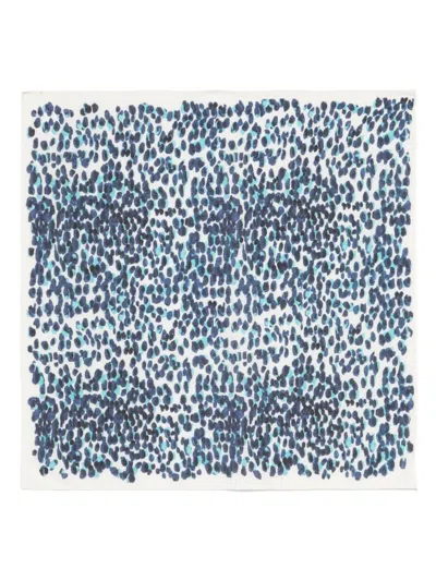 Eric Bompard Printed Square Scarf In Blue