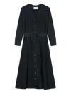 Eric Bompard Ribbed Button-front Dress In Black