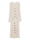 Eric Bompard Ribbed Buttoned Maxi Dress In White