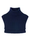 Eric Bompard Ribbed High-neck Cashmere Bib In Blue
