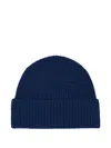 Eric Bompard Ribbed-knit Beanie Hat In Blue