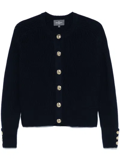 Eric Bompard Ribbed-knit Cardigan In Blue