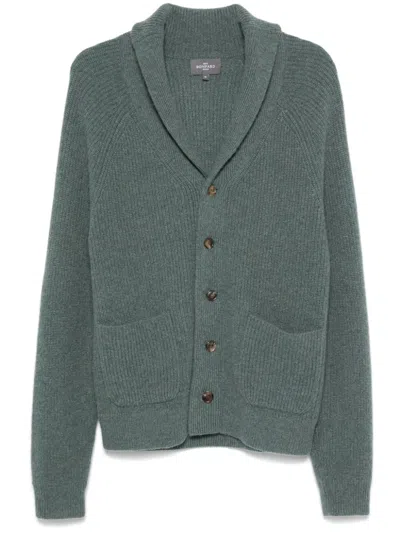 Eric Bompard Ribbed Shawl-collar Cardigan In Green