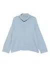 Eric Bompard Ribbed Turtleneck Sweater In Blue