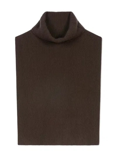 Eric Bompard Roll-neck Ribbed-knit Scarf In Brown