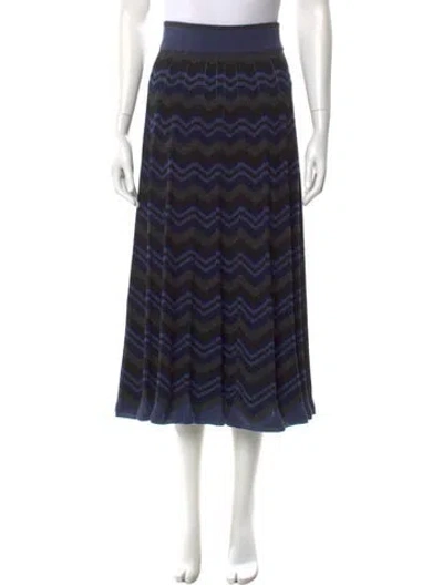Pre-owned Eric Bompard Striped Midi Length Skirt In Blue