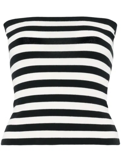 Eric Bompard Striped Strapless Top In Black