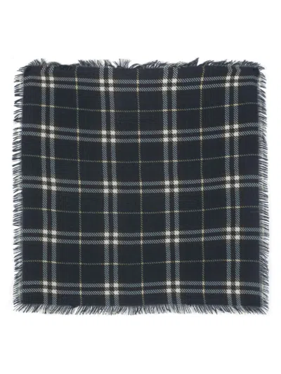 Eric Bompard Tartan-check Square Scarf In Blue