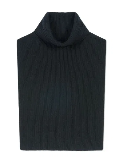 Eric Bompard Turtleneck Ribbed Scarf In Black
