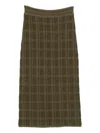 Eric Bompard Tweed Elasticated-waistband Midi Skirt In Green