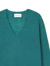 Eric Bompard V-neck Ribbed Sweater In Green