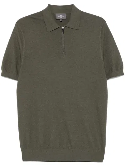 Eric Bompard Zip-up Piqué Polo Shirt In Green
