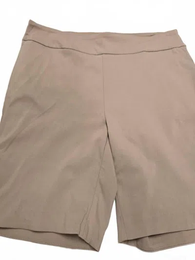 Eric Casual Women's Solid Bermuda Shorts In Khaki In Brown